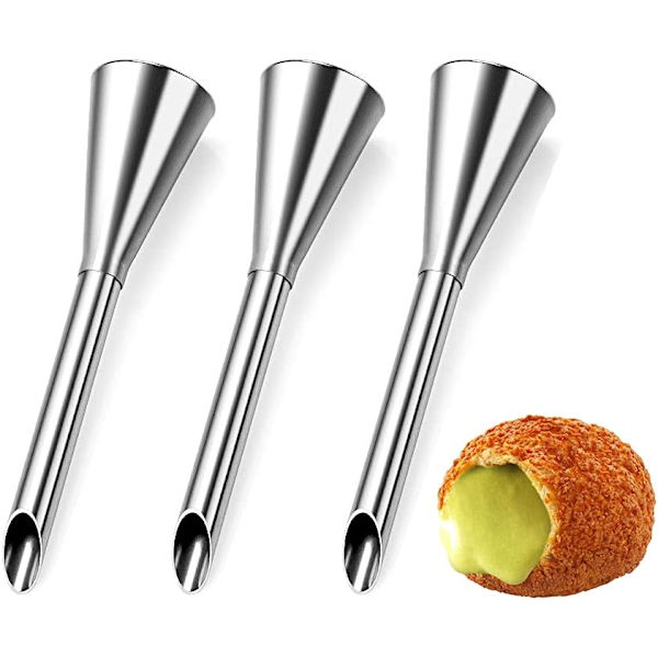 3 stycken spritstyllar i rostfritt stål