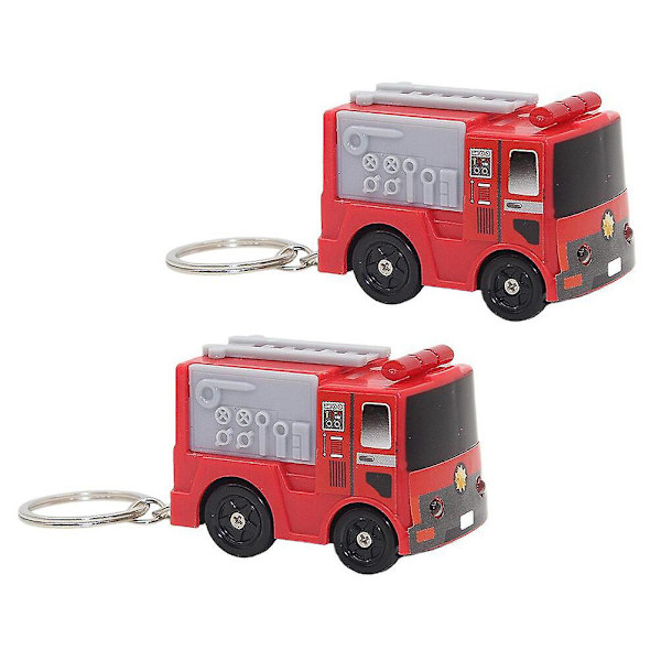 1 Setti 2 kpl Palokunnan Auto Leikkiauto Vilkkuvat ja Äänet Avaimenperä Ripustus (punainen)