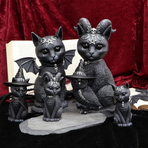 Okkult Kat Figur Heksehat, 13,5 cm, Sort