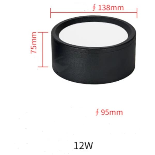 LED Loftlampe 4,0 tommer 12W, 4000K Hvidt Lys Sort Loftlampe 3 STK