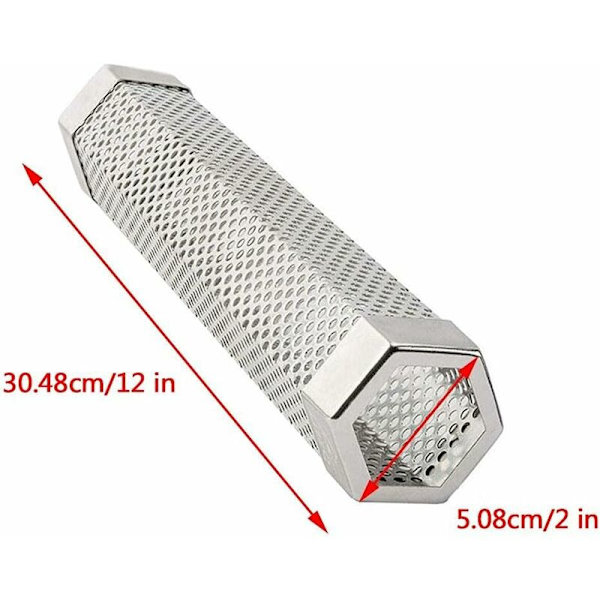 BBQ Smoker Rør Hexagonal 304 Rustfrit Stål Røget Kød Mesh Rør (Hexagon 12\")