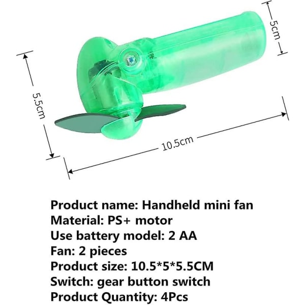 Set med 4 mini bärbara fläktar