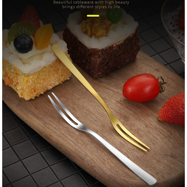 Kreativ cygnus zinklegering opbevaringsstativ, koreansk 304 rustfrit stål frugtgaffel sæt, kage dessertgaffel (304 guld frugtgaffel, 8 pakker)
