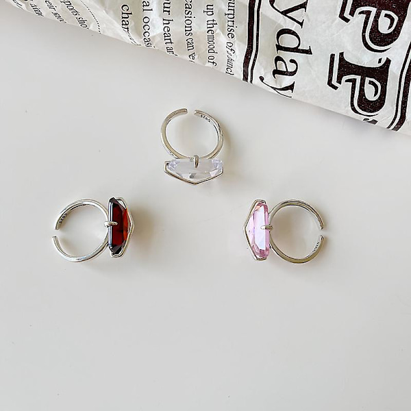 Ring i Silver S925 Justerbar Mode Smycke Ac7385 Redd