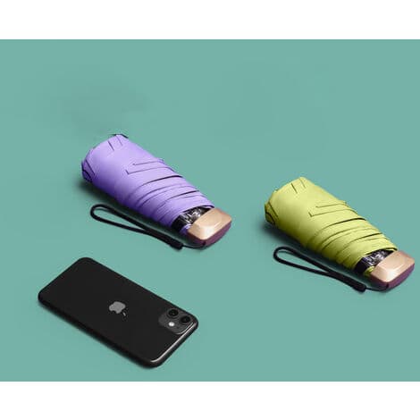 Rib Folding Rejseparaply Solbeskyttelse Kompakt Miniparaply Citrongul