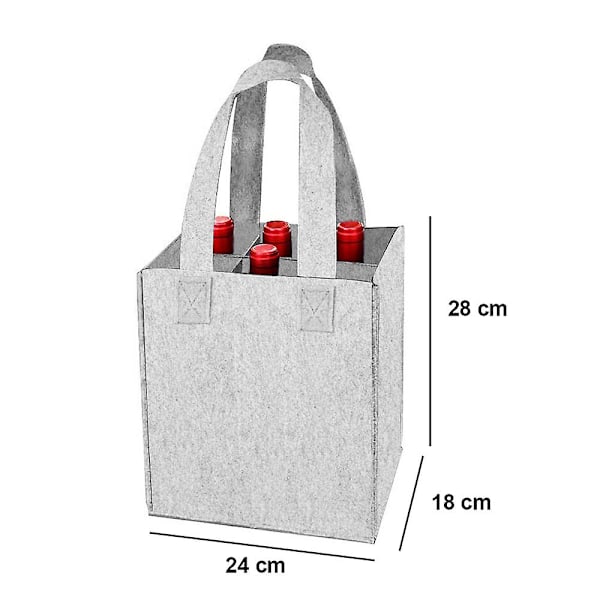 Gjenbrukbare handleposer for reiser, camping og piknik, perfekt gave til vinelskere 6 bottles Light gray