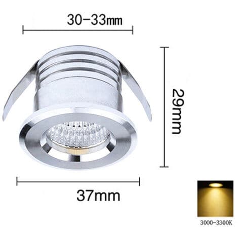 Sæt med 4 mini indbyggede LED-spots, 3 W