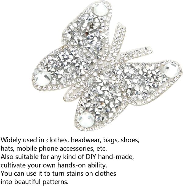 5 stk Rhinestone Patch, Farverige Butterfly Patches Adhesive