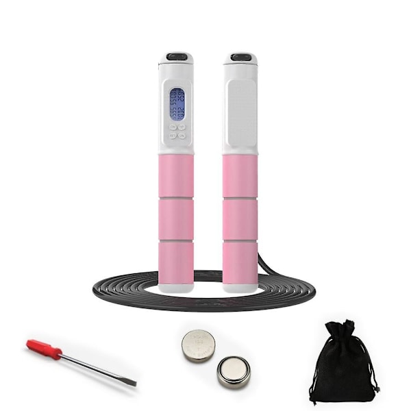 Hopprep, justerbar digital räknare hopprep för fitness, träning, träning, boxning, gym Pink And White