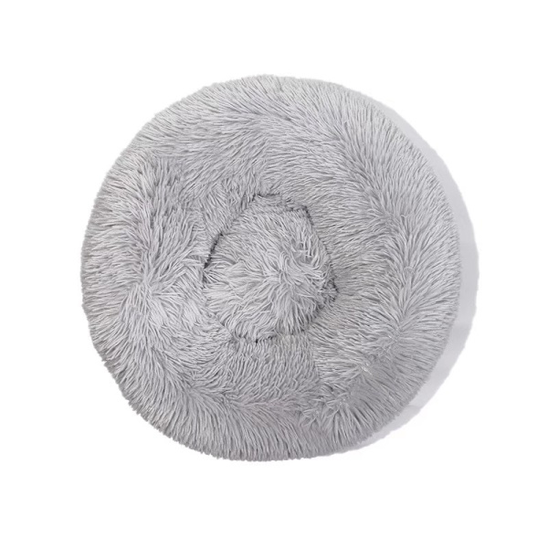 Husdjursmöbel Pet Quilt Rund Plysch Djursäng Diameter 40 Ljusgrå