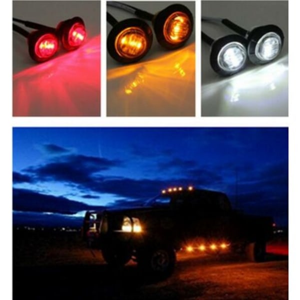 2ST Premium 3/4 tums sidoljus för lastbil LED signalljus buss sidoljus rund rystal ljus 24V Vit