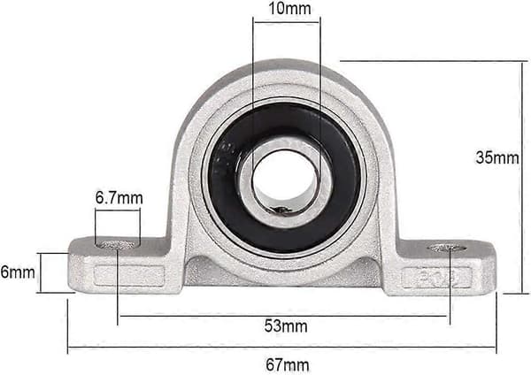 Sett med 4 kulelager, sink, 10 mm, sølvfarget