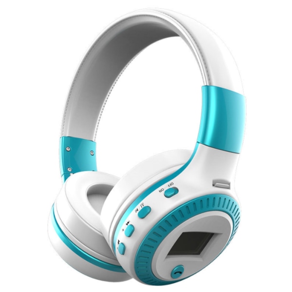 Hodemontert trådløst bluetooth-headset, borddatamaskin mobiltelefon gaming headset (hvitt og blått),