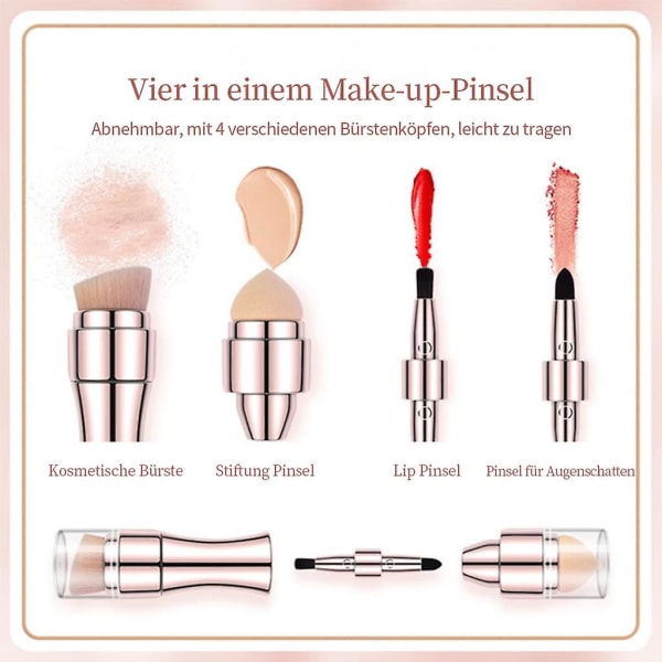 4-i-1 Professionell Makeupborste för Ögonbryn, Eyeliner, Concealer, Foundation, Rouge och Puder