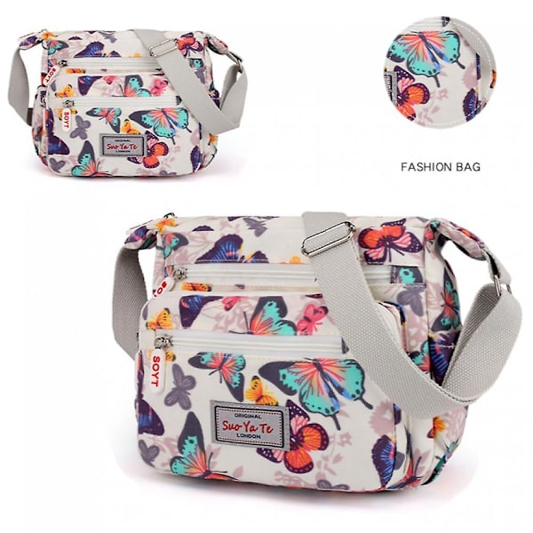 Afslappet nylon blomster skuldertaske til kvinder crossbody taske messenger tasker rejse håndtasker med justerbar rem vandtæt A916-342 A