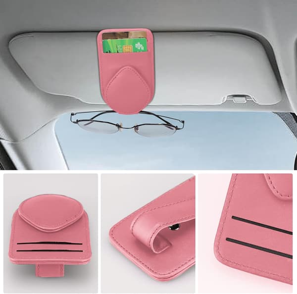 1 Stykke (Rosa) Lær Solbriller Holder til Bil, Bilsolbriller