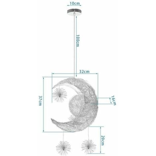 Pendelljus Moon and Stars LED-ljuskrona Taklampa Aluminium Pendellampa med 5 lampor för barn Sovrum Living Ro