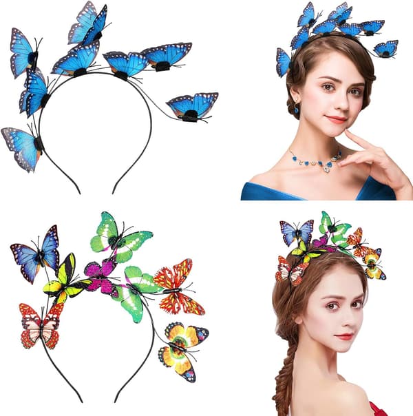 2 stk. Butterfly Sløjfe Hat Te Party Bryllup Tilbehør Elegant Hår