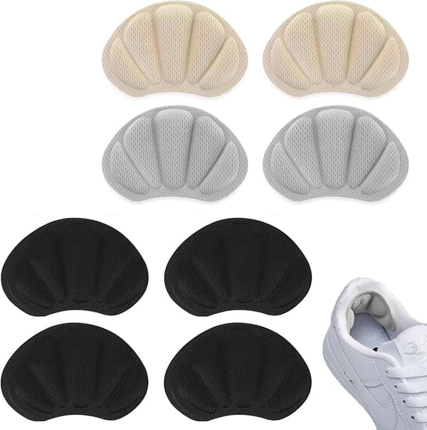 4 par (beige, svart, grå) hælputer, fotbeskyttelse, selvklebende