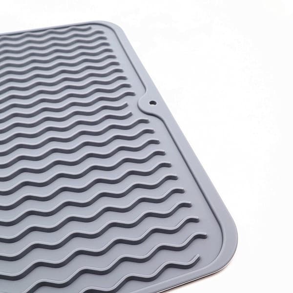 2 stk. Grå Silikone Tørremåtte, Stor Varmeisoleret Skridsikker