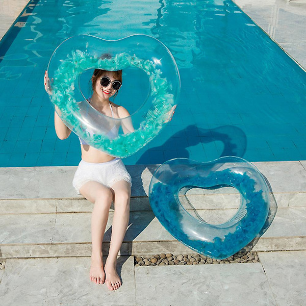 Hjerteformet svømmering sommer svømning rør vand sjov strand fest pool legetøj svømning cirkel Blue 70