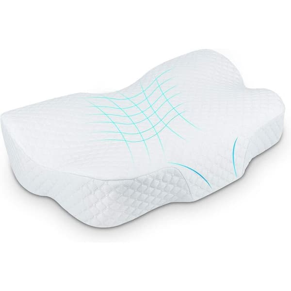 Ergonomisk Ortopædisk Pude med 1 Vaskbart Pudebetræk, Memory Foam Cervikal Pude, Sommerfugl