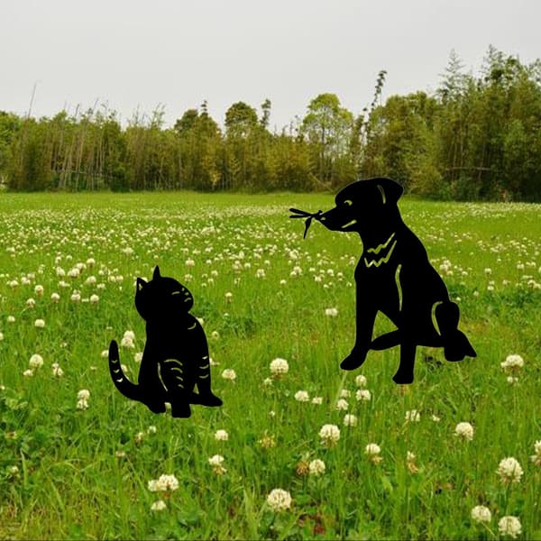 1 Sort Akryl Hund Have Statue Sort Omrids Dekoration