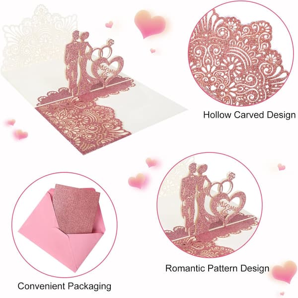 5 st 3D Romantiska Pop Up Grattiskort, Jubileumskort