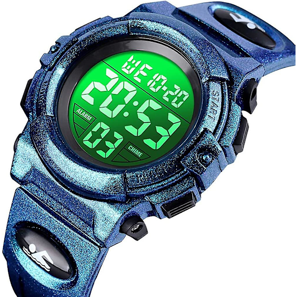 Barnens Digitala Klocka Utomhus Sport 50m Vattentät Elektroniska Klockor Alarm Klocka 12/24 H Stoppur Kalender Pojke Flicka Armbandsur