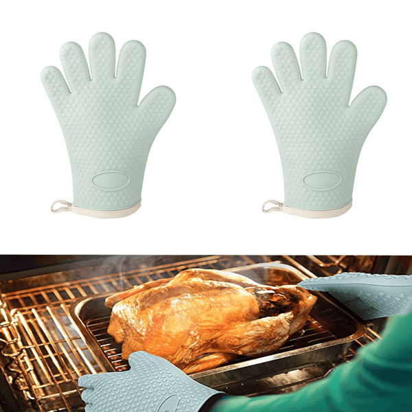 2-pack Mintgröna Silikon Grytvantar - Extremt Värmebeständiga