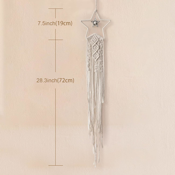 Nice Dream Macrame Drømmefanger, Stor Vævet Fjer Væg