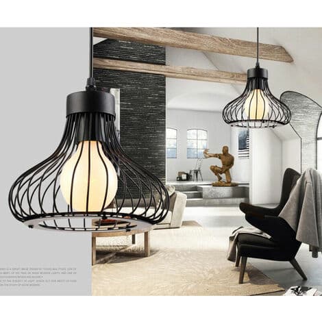 Loft-Pendellampe med Bur Design, Moderne Kreativ E27 til Soveværelse Bar Spisestue Sort - Sort