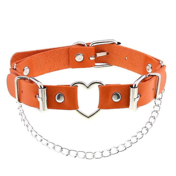 Gotisk Svart Hjerte Choker Punk Halskjede Krage For Jente Kule Chocker Hals Cosplay Smykker Egirl Gotiske Tilbehør orange