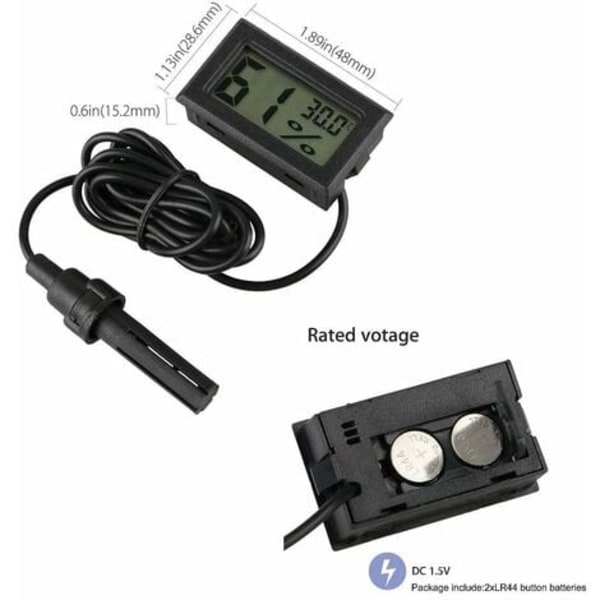 4 x Liten Digital Akvarium Hygrometer Termometer med Sonda & Batteri, Vattentemperatur Fuktighetsmätare för Marin Akvarium