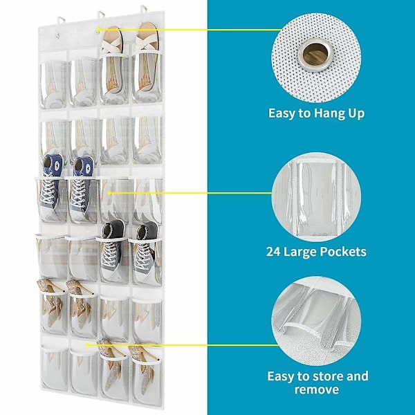 PVC Multi-lags Sko Opbevaring Opbevaringspose Underundertøj Opbevaring 24 Gitter Dør Bagside Opbevaringspose