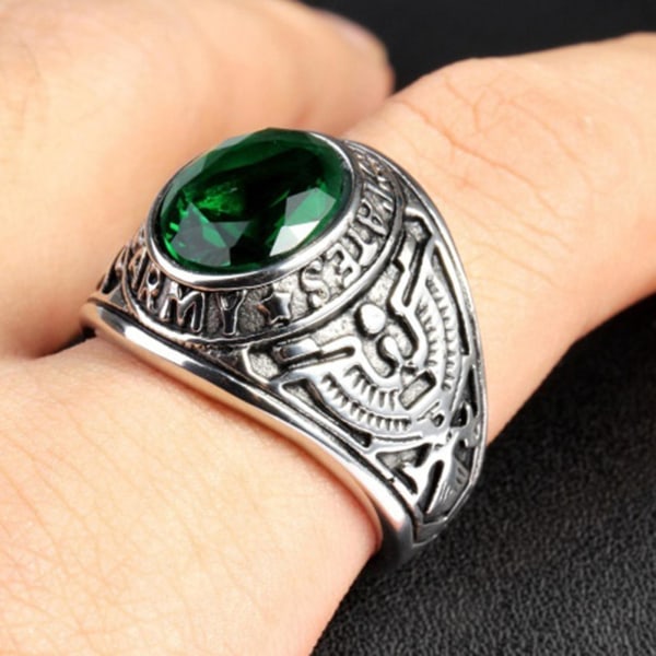 Punk Ring Oval Form Inlagd med Strass Klassisk Punk Ring för Fest Red 8