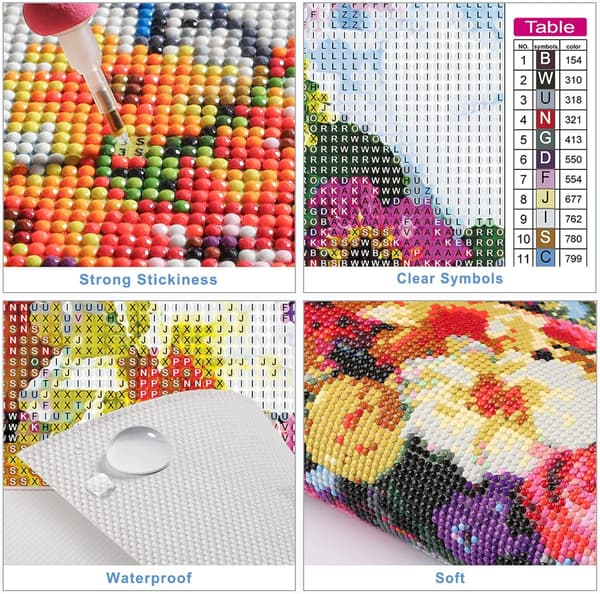 5D DIY Diamantmaleri etter tallsett, 5D Diamantmaleri