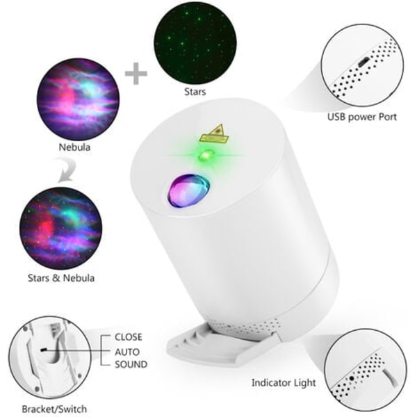 Starry Sky Projector, Ocean Wave Galaxy Lamp with Remote Control, Nebula Kids Room Adjustable Speed Brightness, Starry S