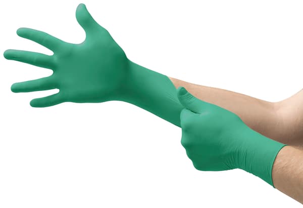 Gummihandskar, förlängd manschett, gröna, 20 per låda (10 par) (M)