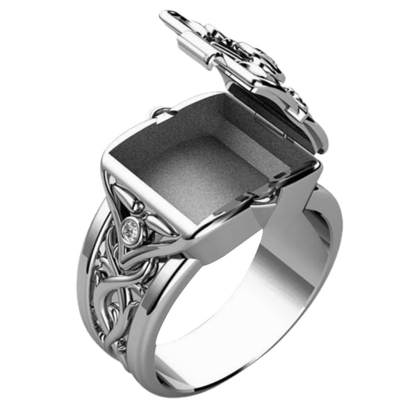 Herrmode Oregelbunden konkav konvex öppningsbar lockring Kreativ smyckepresent Silver US 9