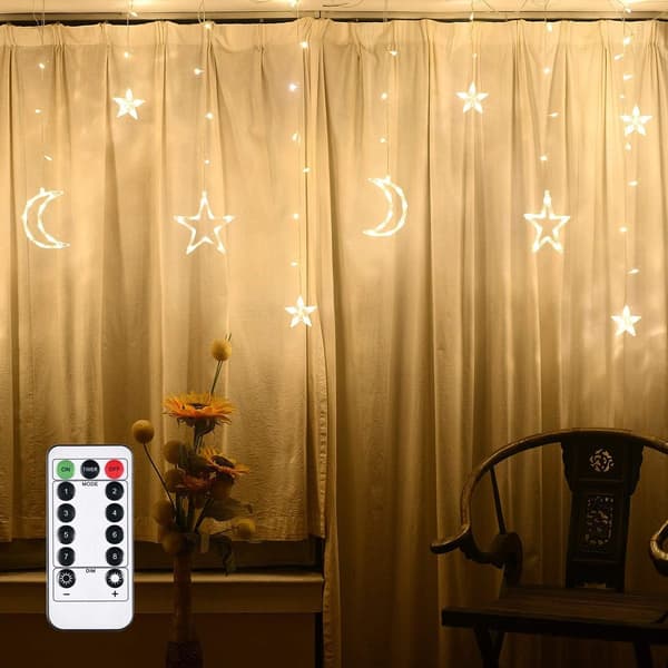 Stjernehimmel LED gardinlys med fjernkontroll varm hvit 3,5m + USB
