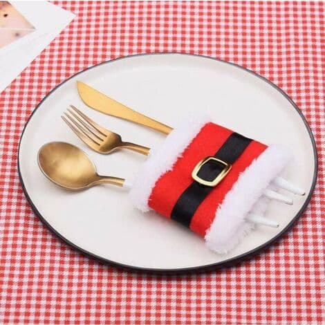 4 stk Jule Serviettringholdere, Santa Sash Design, Festlig Borddekor