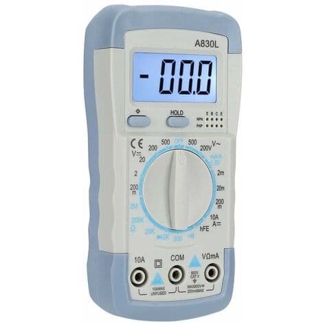 Digital Multimeter AC DC Spänning Ström Detektor Multifunktionell Handhållen Multimeter med Digital LCD-Skärm (Grå Vit)