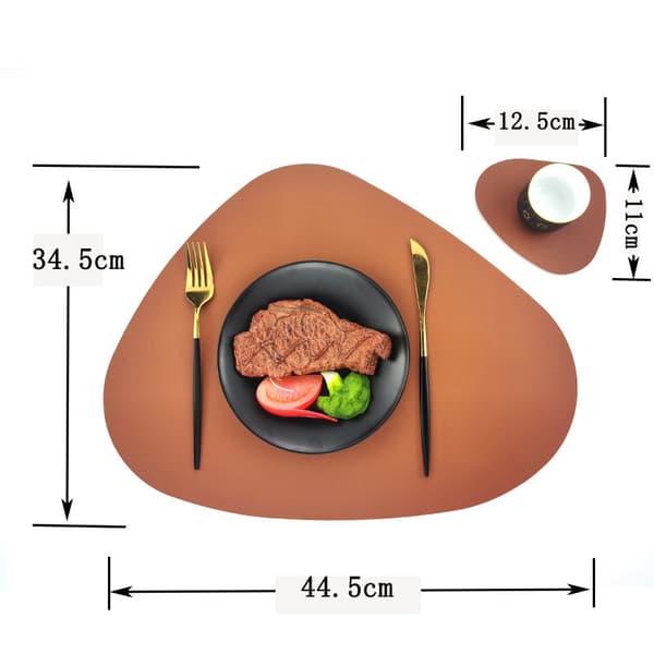 Vaskbar dækkeserviet, sæt med 4, sort rund oval, skridsikker og