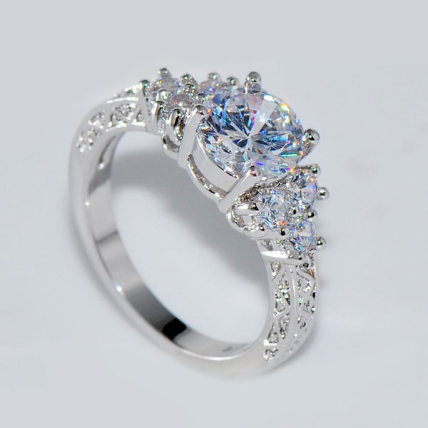Lyx Cubic Zirconia Inlagd Kvinnor Förlovning Bröllopsfest Ring Smycken Present US 10