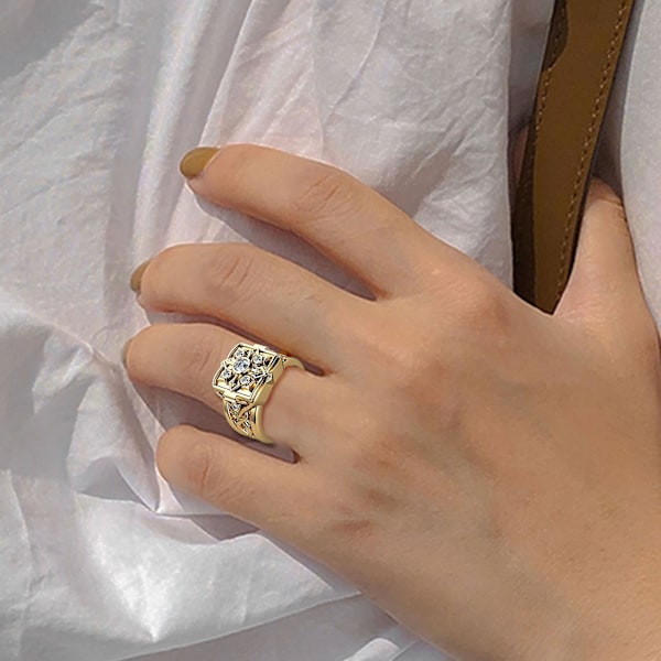 Ring i form av en låda med lock, smycken, geometrisk flip-flop, fingerring, födelsedagspresenter Silver US 11