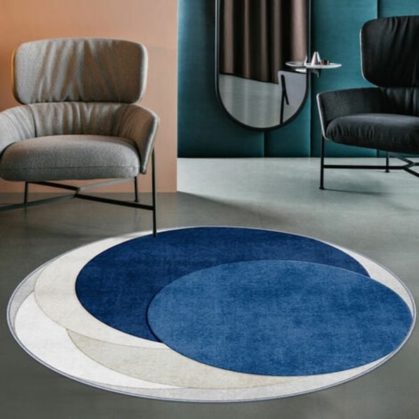 Modern Matta 120 x 120 cm Halksäker Lugghöjd 6 mm Blå