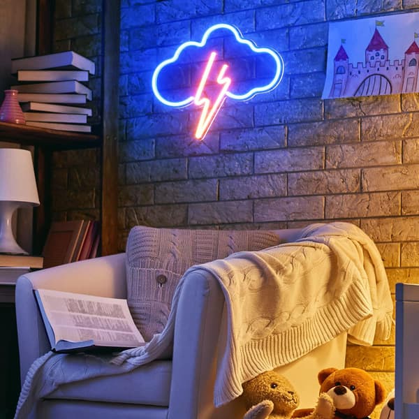 1 st Neon Skylt, Akryl Moln Blixt Led Neon Ljus Vägg