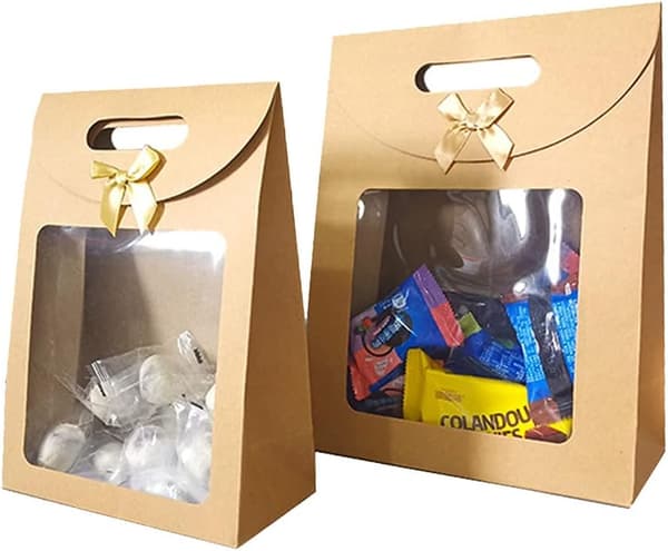 12 Stycken Presentpåse, Presentförpackning av Kraftpapper, Presentpåsar med