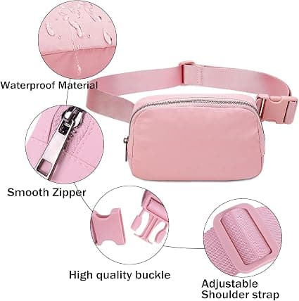 Pink, bæltetaske til kvinder og mænd, unisex justerbar mode